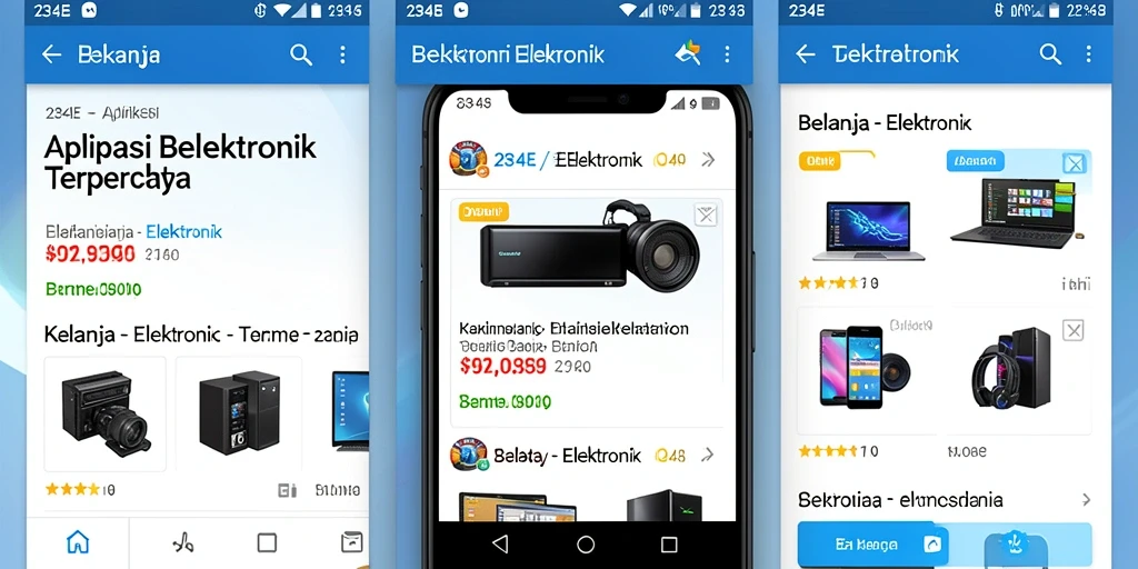 Tampilan antarmuka aplikasi 234E untuk belanja elektronik.