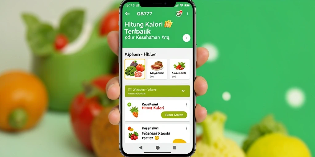 Tampilan antarmuka GB777 yang sederhana dan informatif untuk menghitung kalori.