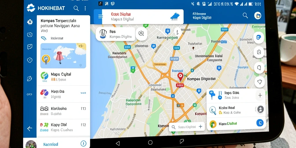 Antarmuka HOKIHEBAT menampilkan kompas digital yang jelas dan fungsional.