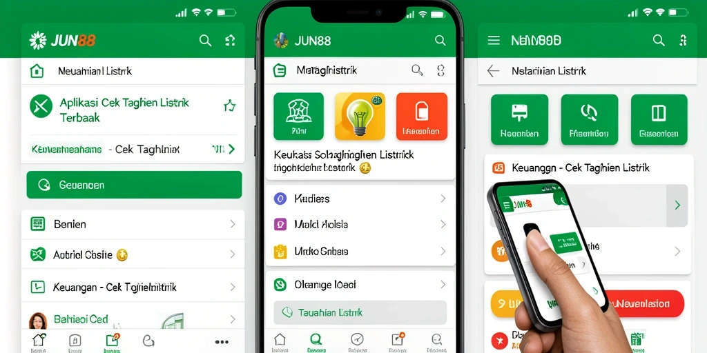 Tampilan antarmuka aplikasi JUN88 untuk cek tagihan listrik.