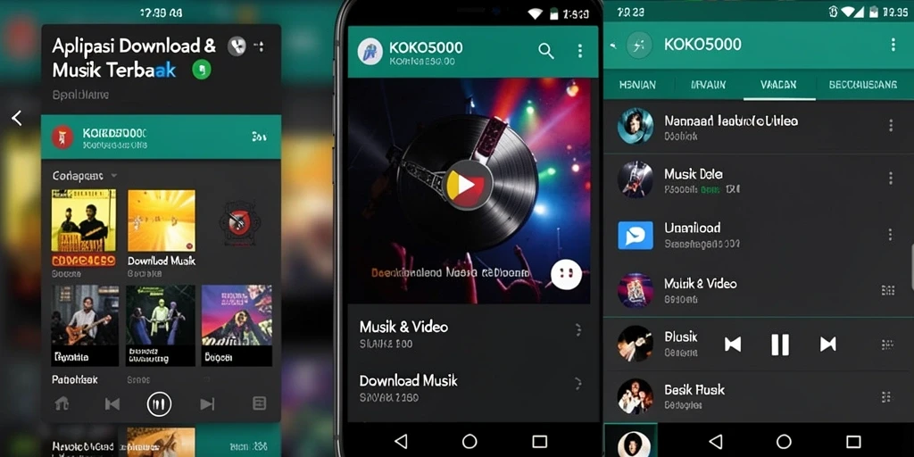 Antarmuka aplikasi KOKO5000 untuk Download Musik yang mudah digunakan.