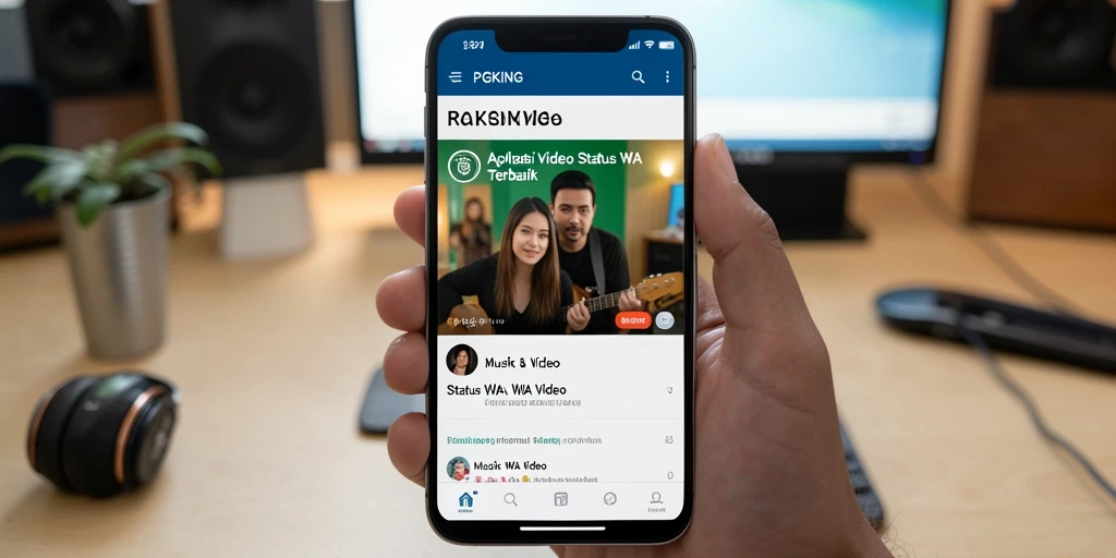 Tampilan antarmuka aplikasi PGKING untuk video Status WA.
