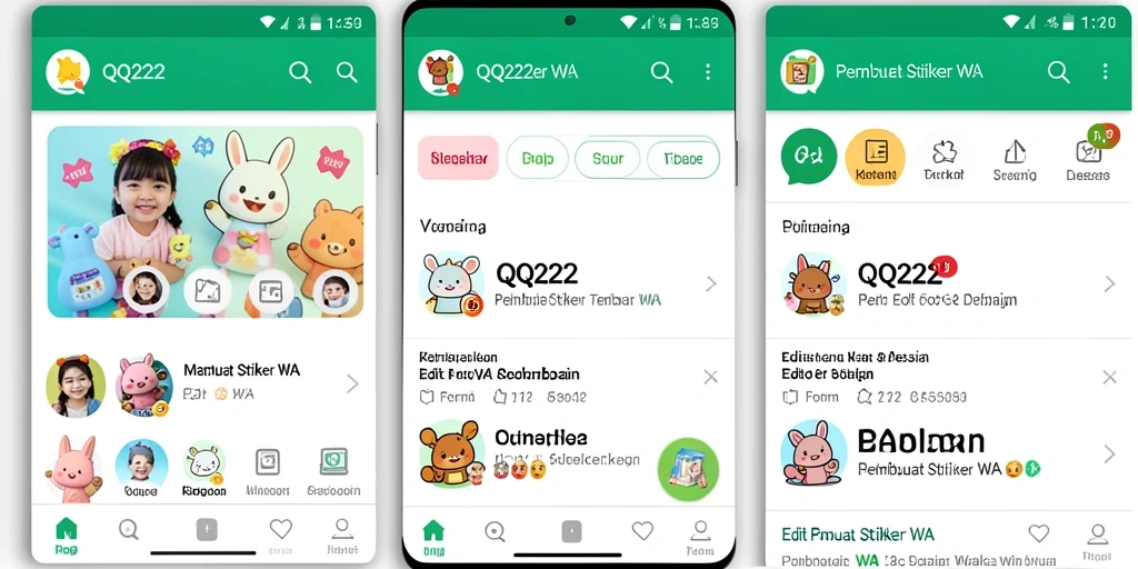 Antarmuka QQ222 untuk membuat stiker WA yang praktis dan menarik.
