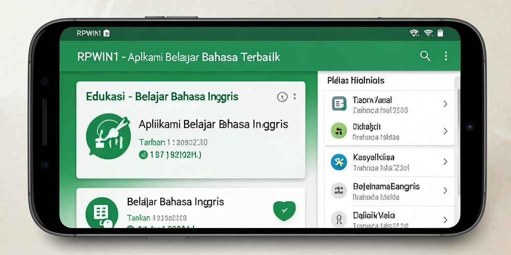 Tampilan antarmuka modern RPWIN1 untuk Belajar Bahasa Inggris.